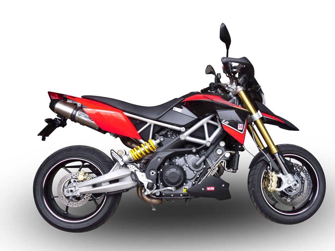Esapament GPR compatibil cu Aprilia Dorsoduro 1200 2011 Evacuare cu dublă omologare legală, inclusiv db killers și coturi de legătură detașabile,New Grand Prix Evo Titanium