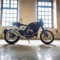 Esapament GPR compatibil cu Ducati Scrambler 800  2015 Evacuare cu dublă omologare legală, inclusiv db killer detașabile, coturi de legătură și catalizatori,Deeptone Inox