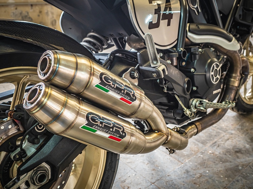 Esapament GPR compatibil cu Ducati Scrambler 800  2015 Evacuare cu dublă omologare legală, inclusiv db killer detașabile, coturi de legătură și catalizatori,Deeptone Inox
