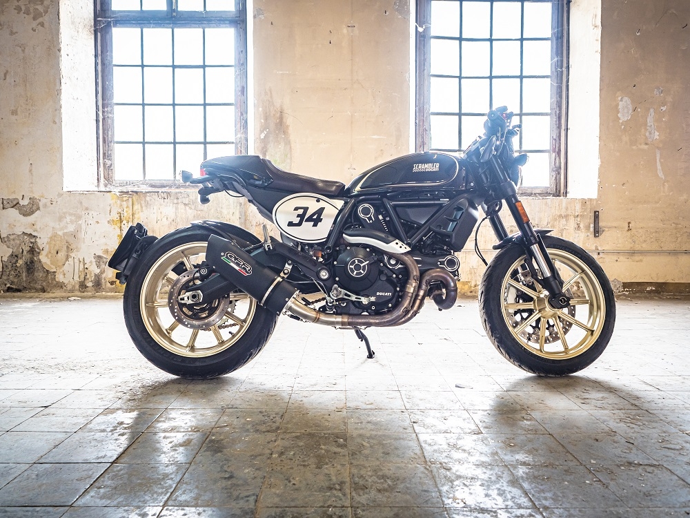 Esapament GPR compatibil cu Ducati Scrambler 800  2017 Evacuare slip-on omologata, inclusiv db killer detașabil, cot de legătură și catalizator,Furore Evo4 Poppy