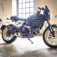 Exhaust compatible with Ducati Scrambler 800 2015-2016, Furore Nero, Homologated legal slip-on exhaust including removable db killer and link pipe