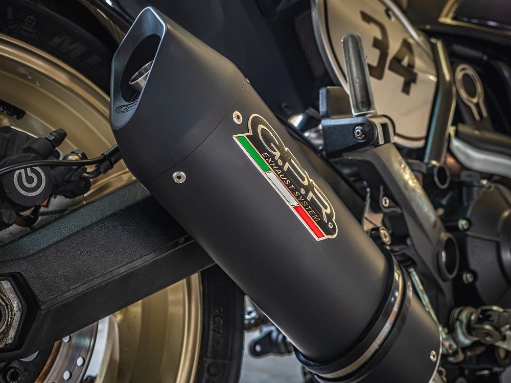 Exhaust compatible with Ducati Scrambler 800 2015-2016, Furore Nero, Homologated legal slip-on exhaust including removable db killer and link pipe