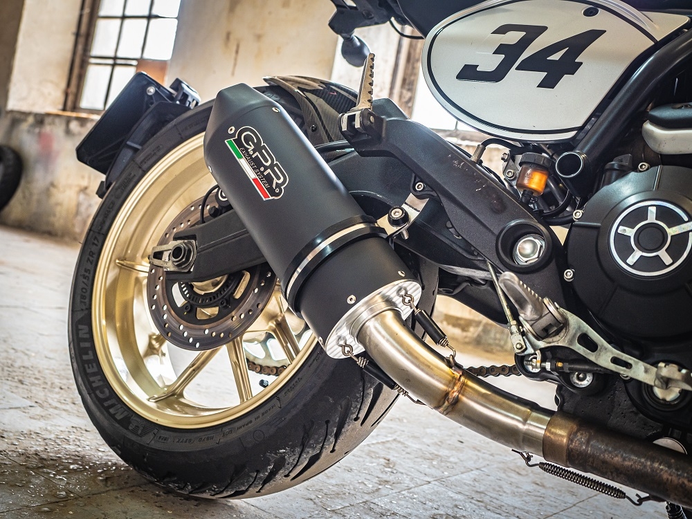 Exhaust compatible with Ducati Scrambler 800 2015-2016, Furore Nero, Homologated legal slip-on exhaust including removable db killer and link pipe