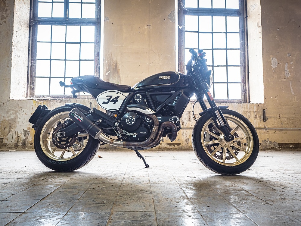 Esapament GPR compatibil cu Ducati Scrambler 800  2015 Evacuare slip-on omologata, inclusiv db killer detașabil, cot de legătură și catalizator,M3 Black Titanium