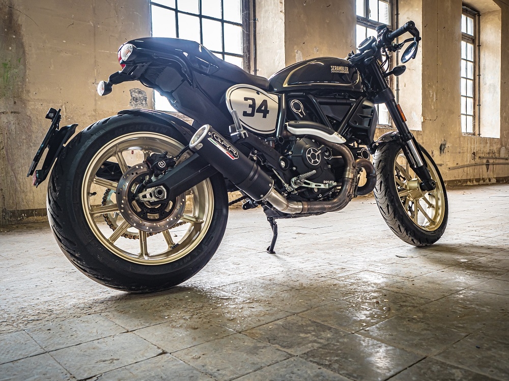 Esapament GPR compatibil cu Ducati Scrambler 800  2015 Evacuare slip-on omologata, inclusiv db killer detașabil, cot de legătură și catalizator,M3 Black Titanium