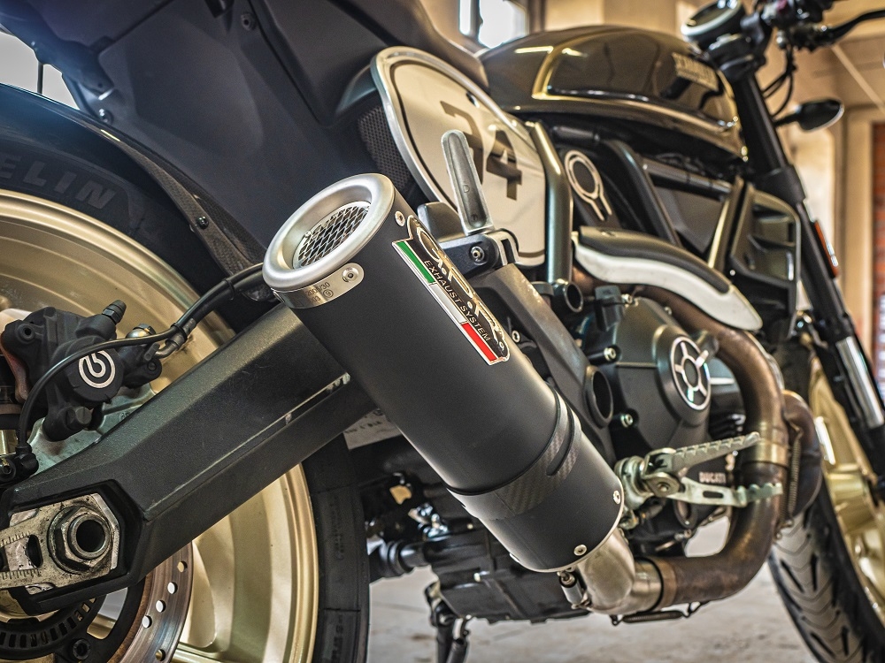 Esapament GPR compatibil cu Ducati Scrambler 800  2015 Evacuare slip-on omologata, inclusiv db killer detașabil, cot de legătură și catalizator,M3 Black Titanium