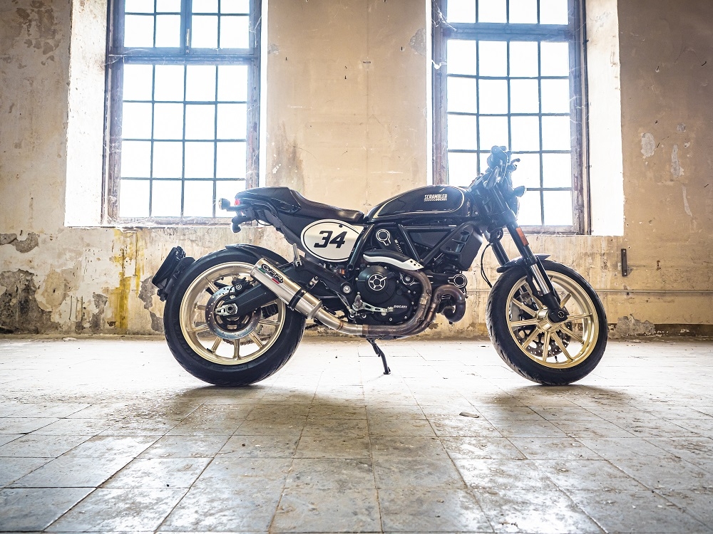 Esapament GPR compatibil cu Ducati Scrambler 800  2017 Evacuare slip-on omologata, inclusiv db killer detașabil, cot de legătură și catalizator,M3 Inox 