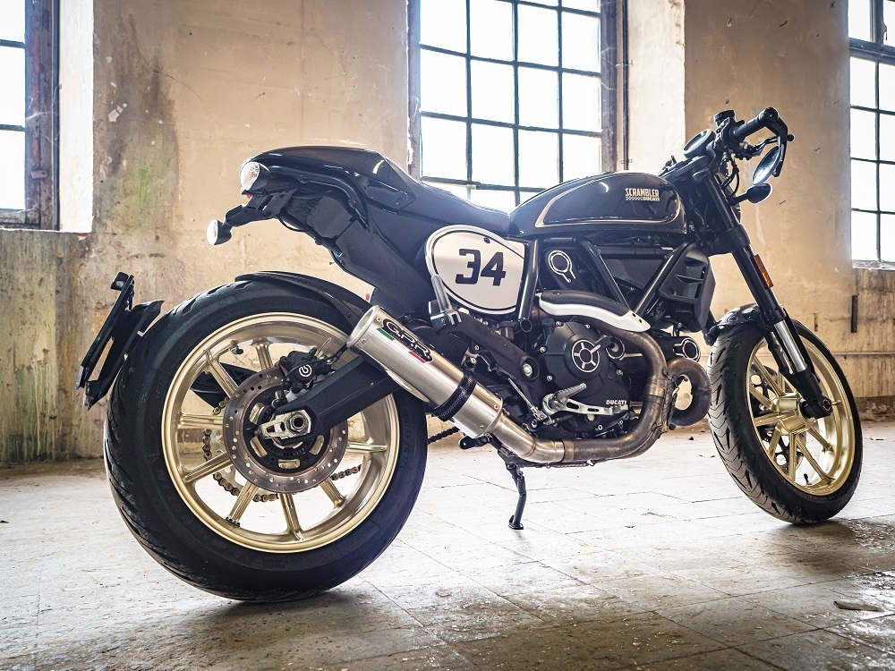 Esapament GPR compatibil cu Ducati Scrambler 800  2017 Evacuare slip-on omologata, inclusiv db killer detașabil, cot de legătură și catalizator,M3 Inox 