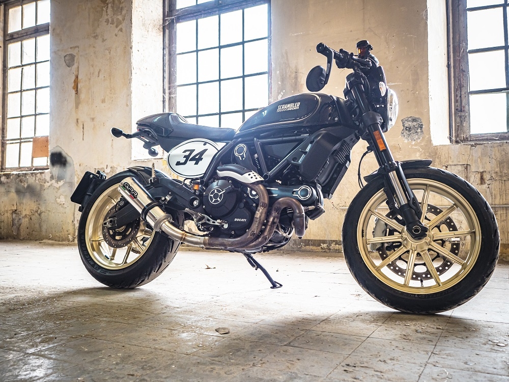 Esapament GPR compatibil cu Ducati Scrambler 800  2017 Evacuare slip-on omologata, inclusiv db killer detașabil, cot de legătură și catalizator,M3 Inox 