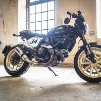 Esapament GPR compatibil cu Ducati Scrambler 800  2017 Evacuare slip-on omologata, inclusiv db killer detașabil, cot de legătură și catalizator,M3 Inox 