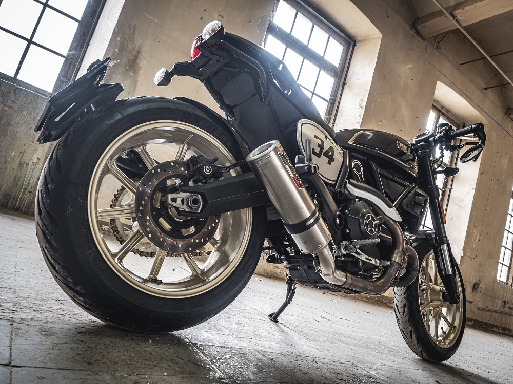 Exhaust compatible with Ducati Scrambler 800 2017-2020, M3 Titanium Natural, Homologated legal slip-on exhaust including removable db killer, link pipe and catalyst