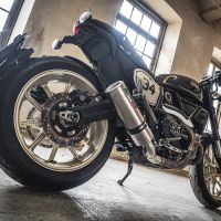 Exhaust compatible with Ducati Scrambler 800 2017-2020, M3 Titanium Natural, Homologated legal slip-on exhaust including removable db killer, link pipe and catalyst