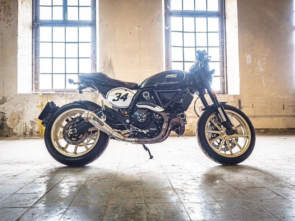 Esapament GPR compatibil cu Ducati Scrambler 800  2017 Evacuare slip-on omologata, inclusiv db killer detașabil, cot de legătură și catalizator,Powercone Evo