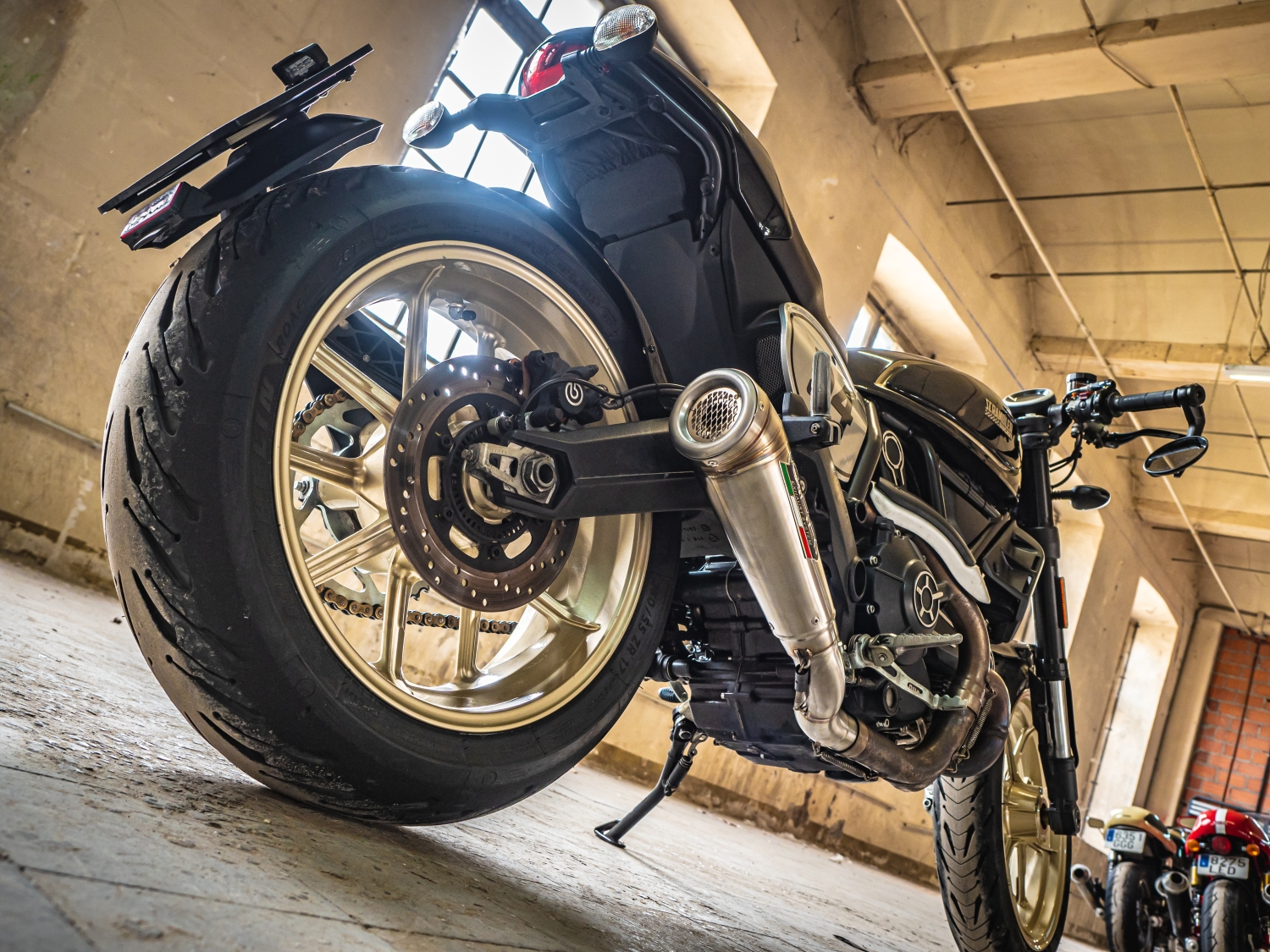 Esapament GPR compatibil cu Ducati Scrambler 800  2017 Evacuare slip-on omologata, inclusiv db killer detașabil, cot de legătură și catalizator,Powercone Evo