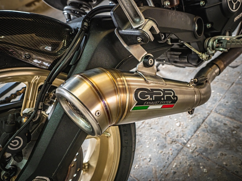Esapament GPR compatibil cu Ducati Scrambler 800  2017 Evacuare slip-on omologata, inclusiv db killer detașabil, cot de legătură și catalizator,Powercone Evo