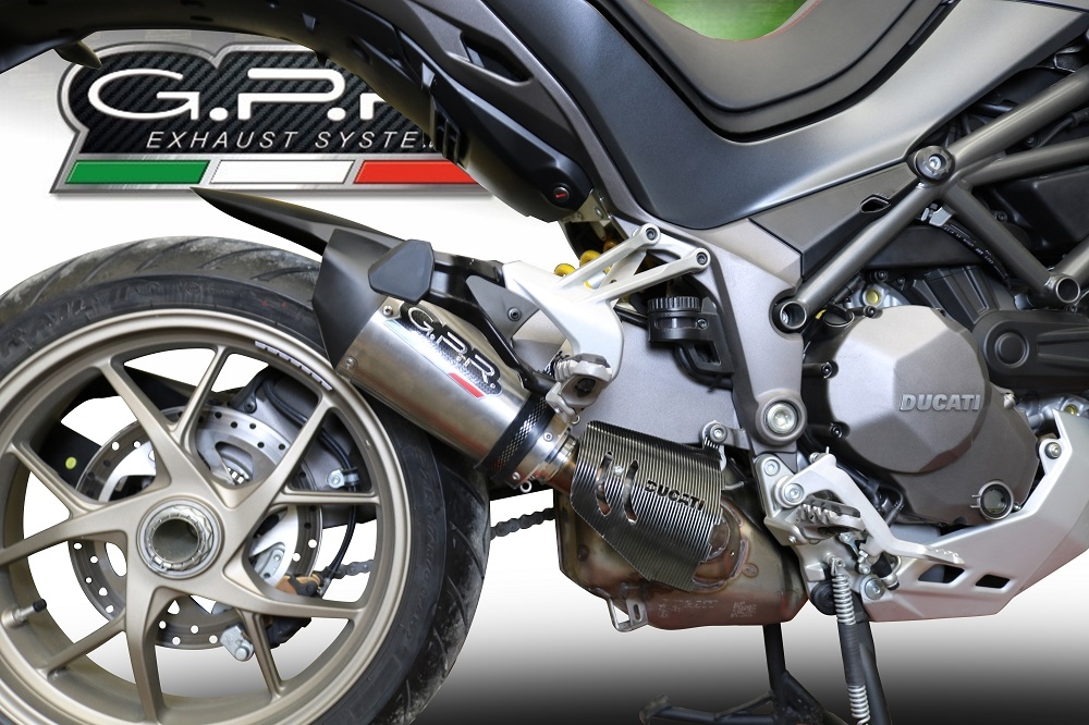 Esapament GPR compatibil cu Ducati Multistrada 1260 2018 Evacuare slip-on omologata, inclusiv db killer detașabil și cot de legătură,New Grand Prix Evo Titanium