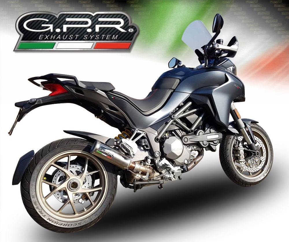 Esapament GPR compatibil cu Ducati Multistrada 1260 2018 Evacuare slip-on omologata, inclusiv db killer detașabil și cot de legătură,M3 Titanium Natural