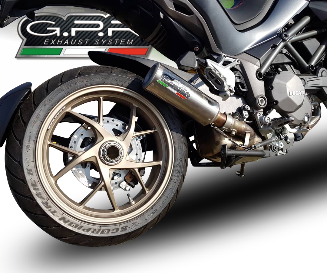 Esapament GPR compatibil cu Ducati Multistrada 1260 2018 Evacuare slip-on omologata, inclusiv db killer detașabil și cot de legătură,M3 Titanium Natural