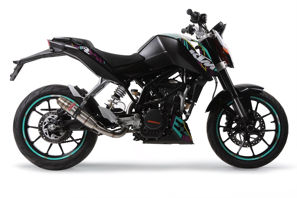 Exhaust compatible with Ktm Duke 125 2011-2016, Deeptone Inox, Homologated legal slip-on exhaust including removable db killer, link pipe and catalyst