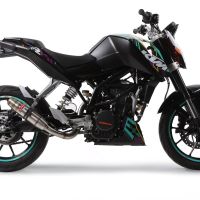 Exhaust compatible with Ktm Duke 125 2011-2016, Deeptone Inox, Homologated legal slip-on exhaust including removable db killer, link pipe and catalyst