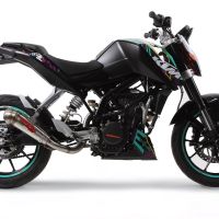 Esapament GPR compatibil cu Ktm Duke 125 2011 Evacuare slip-on omologata, inclusiv db killer detașabil, cot de legătură și catalizator,Powercone Evo