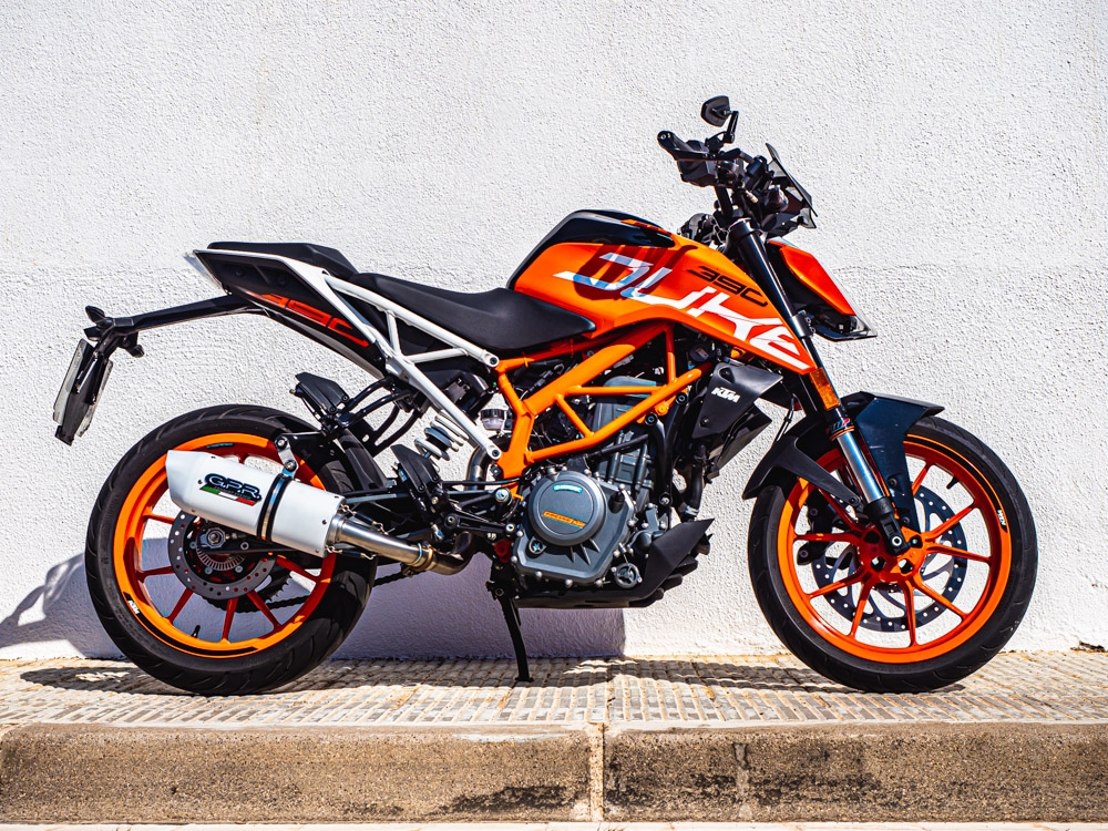 Exhaust compatible with Ktm Duke 125 2017-2020, Albus Evo4, Homologated legal slip-on exhaust including removable db killer and link pipe