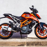 Exhaust compatible with Ktm Duke 125 2017-2020, Albus Evo4, Homologated legal slip-on exhaust including removable db killer and link pipe