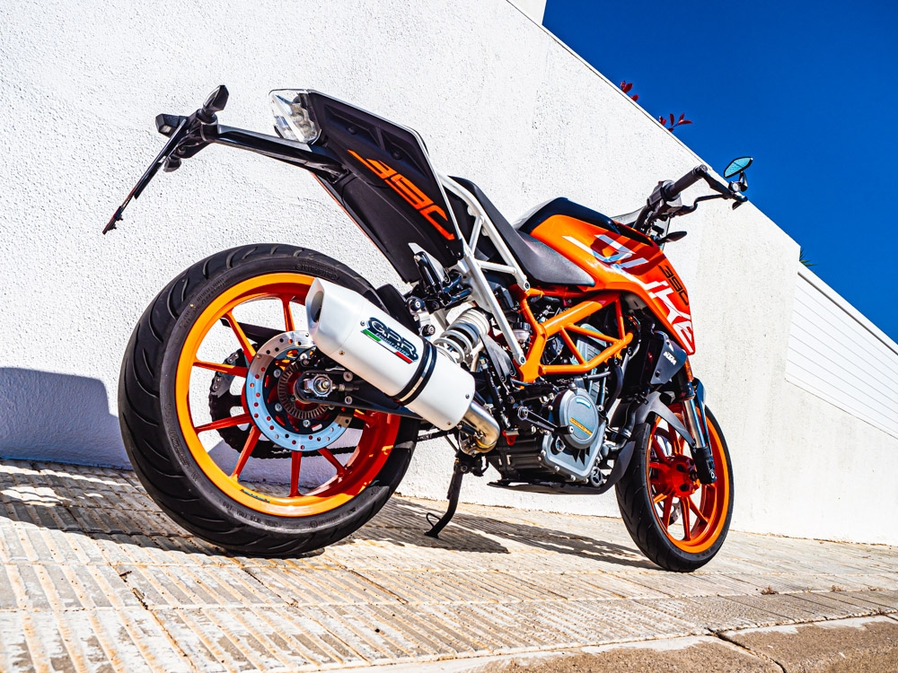 Exhaust compatible with Ktm Duke 125 2017-2020, Albus Evo4, Homologated legal slip-on exhaust including removable db killer and link pipe