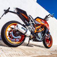 Exhaust compatible with Ktm Duke 125 2017-2020, Albus Evo4, Homologated legal slip-on exhaust including removable db killer and link pipe