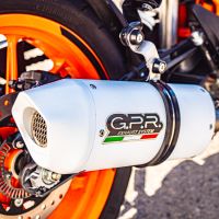 Exhaust compatible with Ktm Duke 125 2017-2020, Albus Evo4, Homologated legal slip-on exhaust including removable db killer and link pipe