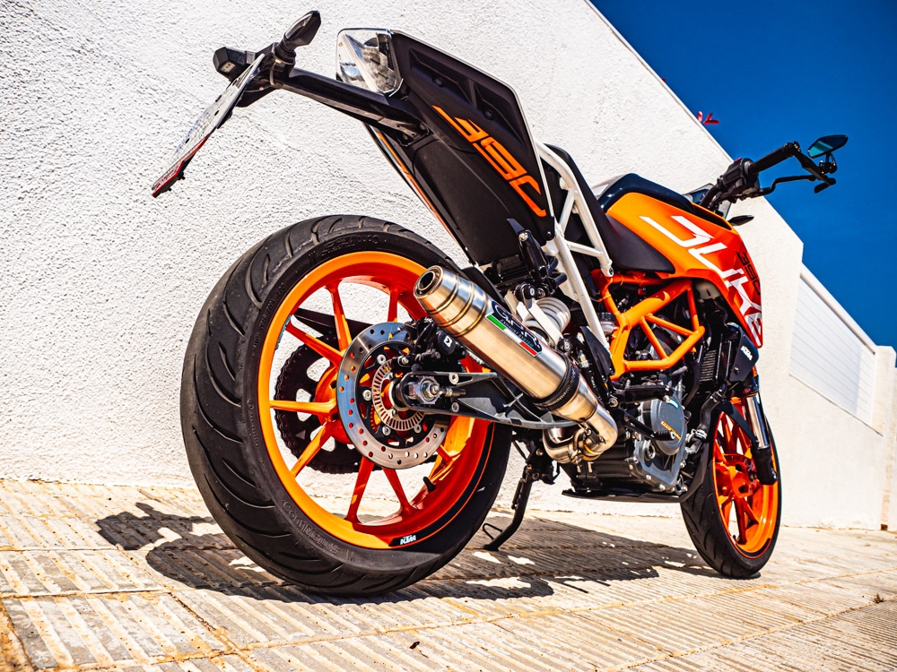 Esapament GPR compatibil cu Ktm Rc 390 2017 Evacuare slip-on omologata, inclusiv db killer detașabil și cot de legătură,Deeptone Inox