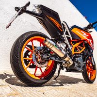 Esapament GPR compatibil cu Ktm Rc 390 2017 Evacuare slip-on omologata, inclusiv db killer detașabil și cot de legătură,Deeptone Inox