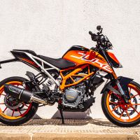 Exhaust compatible with Ktm Duke 250 2017-2020, Furore Evo4 Nero, Homologated legal slip-on exhaust including removable db killer and link pipe
