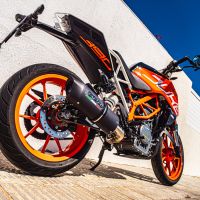 Exhaust compatible with Ktm Duke 250 2017-2020, Furore Evo4 Nero, Homologated legal slip-on exhaust including removable db killer and link pipe