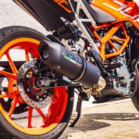 Exhaust compatible with Ktm Duke 250 2017-2020, Furore Evo4 Nero, Homologated legal slip-on exhaust including removable db killer and link pipe