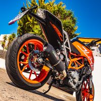 Exhaust compatible with Ktm Duke 250 2017-2020, Furore Evo4 Nero, Homologated legal slip-on exhaust including removable db killer and link pipe