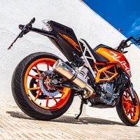 Esapament GPR compatibil cu Ktm Rc 390 2017 Evacuare slip-on omologata, inclusiv db killer detașabil și cot de legătură,M3 Inox 