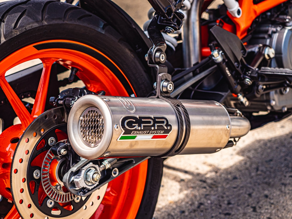 Esapament GPR compatibil cu Ktm Rc 390 2017 Evacuare slip-on omologata, inclusiv db killer detașabil și cot de legătură,M3 Inox 
