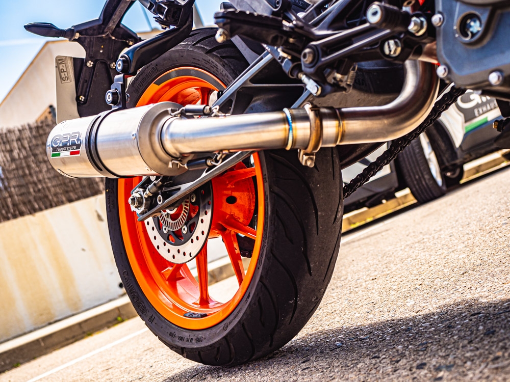 Esapament GPR compatibil cu Ktm Rc 390 2017 Evacuare slip-on omologata, inclusiv db killer detașabil și cot de legătură,M3 Inox 