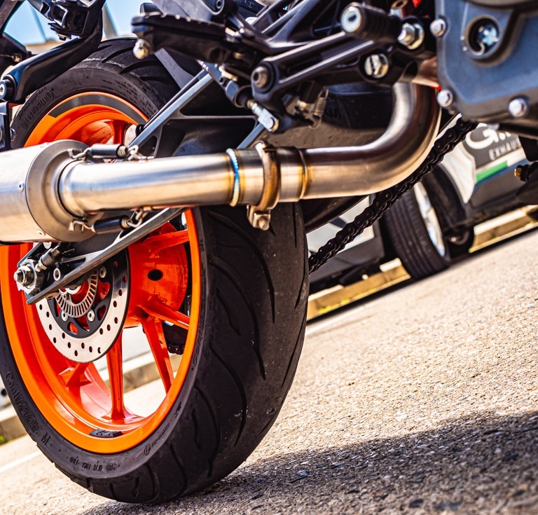 Exhaust compatible with Ktm Duke 390 2017-2020, M3 Black Titanium, Homologated legal slip-on exhaust including removable db killer and link pipe