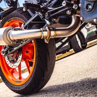 Exhaust compatible with Ktm Duke 390 2017-2020, M3 Black Titanium, Homologated legal slip-on exhaust including removable db killer and link pipe