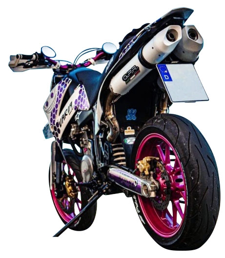 Esapament GPR compatibil cu Ktm Duke II 2000 Evacuare cu dublă omologare legală, inclusiv db killers și coturi de legătură detașabile,Albus Ceramic