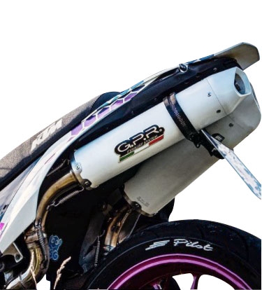 Esapament GPR compatibil cu Ktm Duke II 2000 Evacuare cu dublă omologare legală, inclusiv db killers și coturi de legătură detașabile,Albus Ceramic
