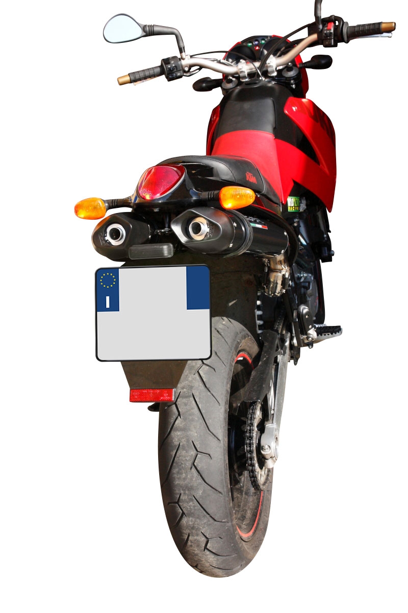 Exhaust compatible with Ktm Duke II 2000-2006, Furore Nero, Dual Homologated legal slip-on exhaust including removable db killers and link pipes
