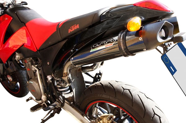 Exhaust compatible with Ktm Duke II 2000-2006, Furore Nero, Dual Homologated legal slip-on exhaust including removable db killers and link pipes