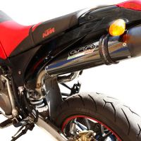 Exhaust compatible with Ktm Duke II 2000-2006, Furore Nero, Dual Homologated legal slip-on exhaust including removable db killers and link pipes