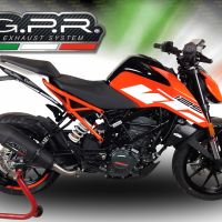 Esapament GPR compatibil cu Ktm Duke 390 2017 Evacuare slip-on omologata, inclusiv db killer detașabil și cot de legătură,New Grand Prix Evo Black Titanium