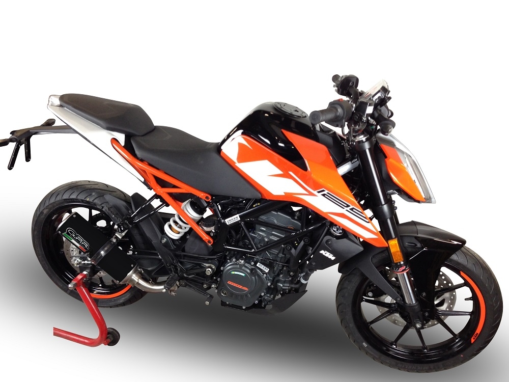Exhaust compatible with Ktm Duke 390 2017-2020, M3 Black Titanium, Homologated legal slip-on exhaust including removable db killer and link pipe
