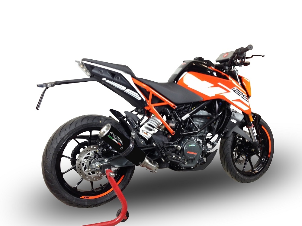 Exhaust compatible with Ktm Duke 390 2017-2020, M3 Black Titanium, Homologated legal slip-on exhaust including removable db killer and link pipe