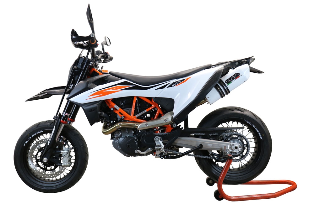 Exhaust compatible with Ktm Smc 690 R 2019-2020, Albus Evo4, Homologated legal slip-on exhaust including removable db killer, link pipe and catalyst